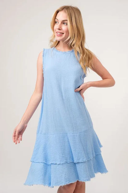 Bohemian Chic Washed Fringe Tiered Dress — Livostyle