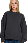 Ribbed Balloon Sleeve Sweatshirt — Livostyle