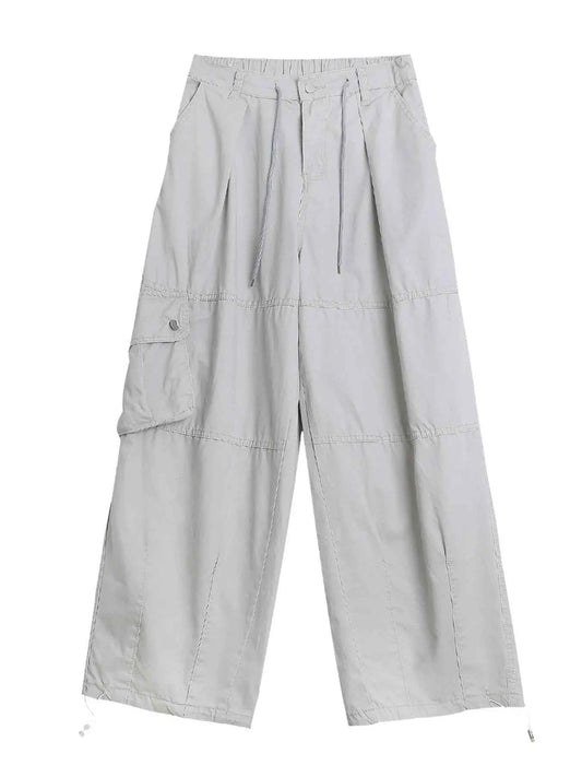 Men's Wide Leg Cargo Pants with Elastic Waist