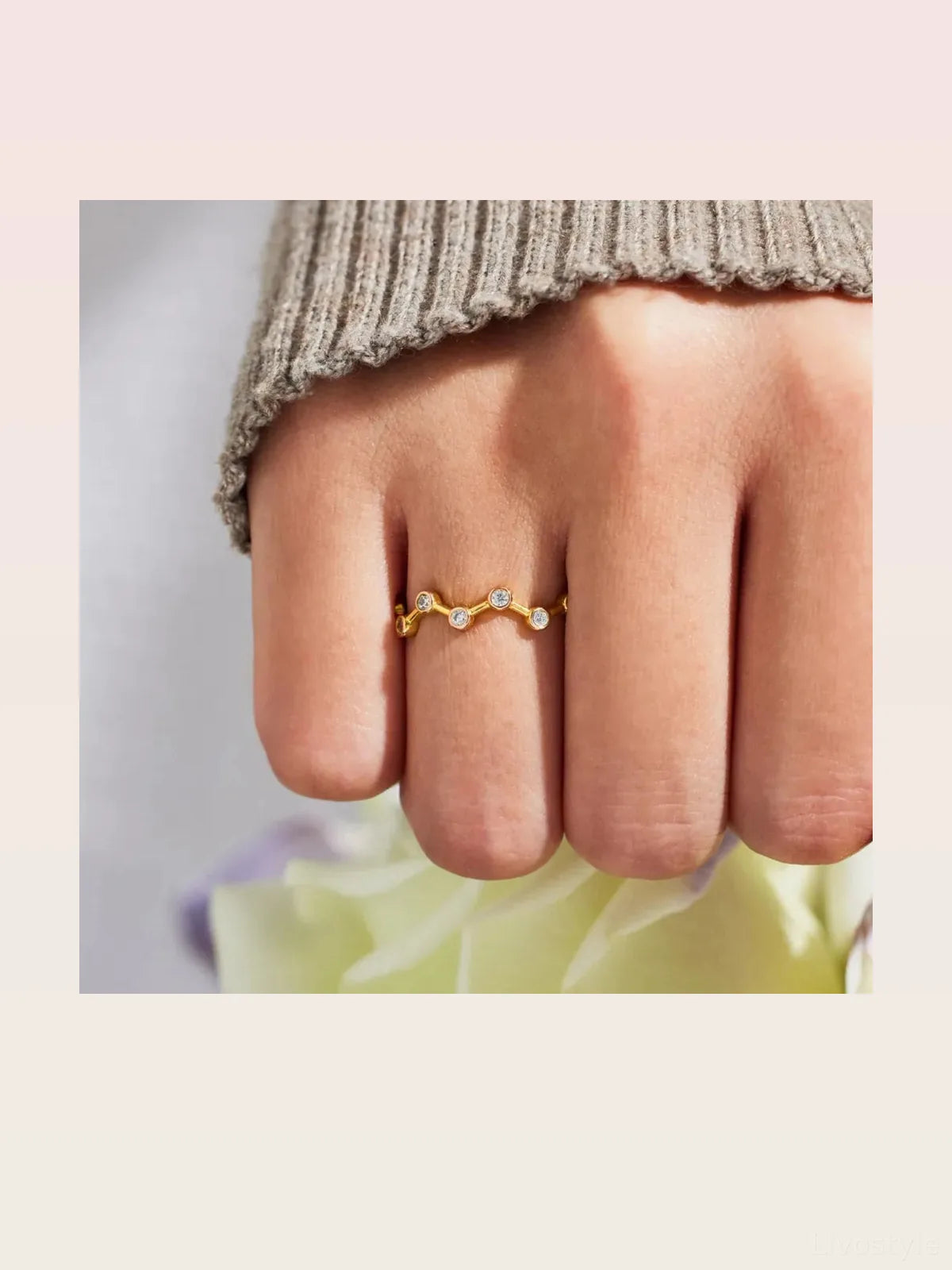 18K Gold-Plated 925 Sterling Silver Zircon Ring — styled showcase — Livostyle
