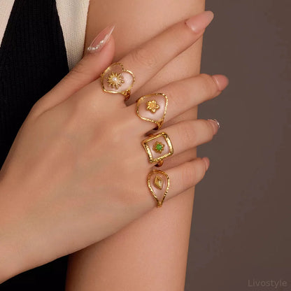18K Gold-Plated Adjustable Open Ring — square view — Livostyle