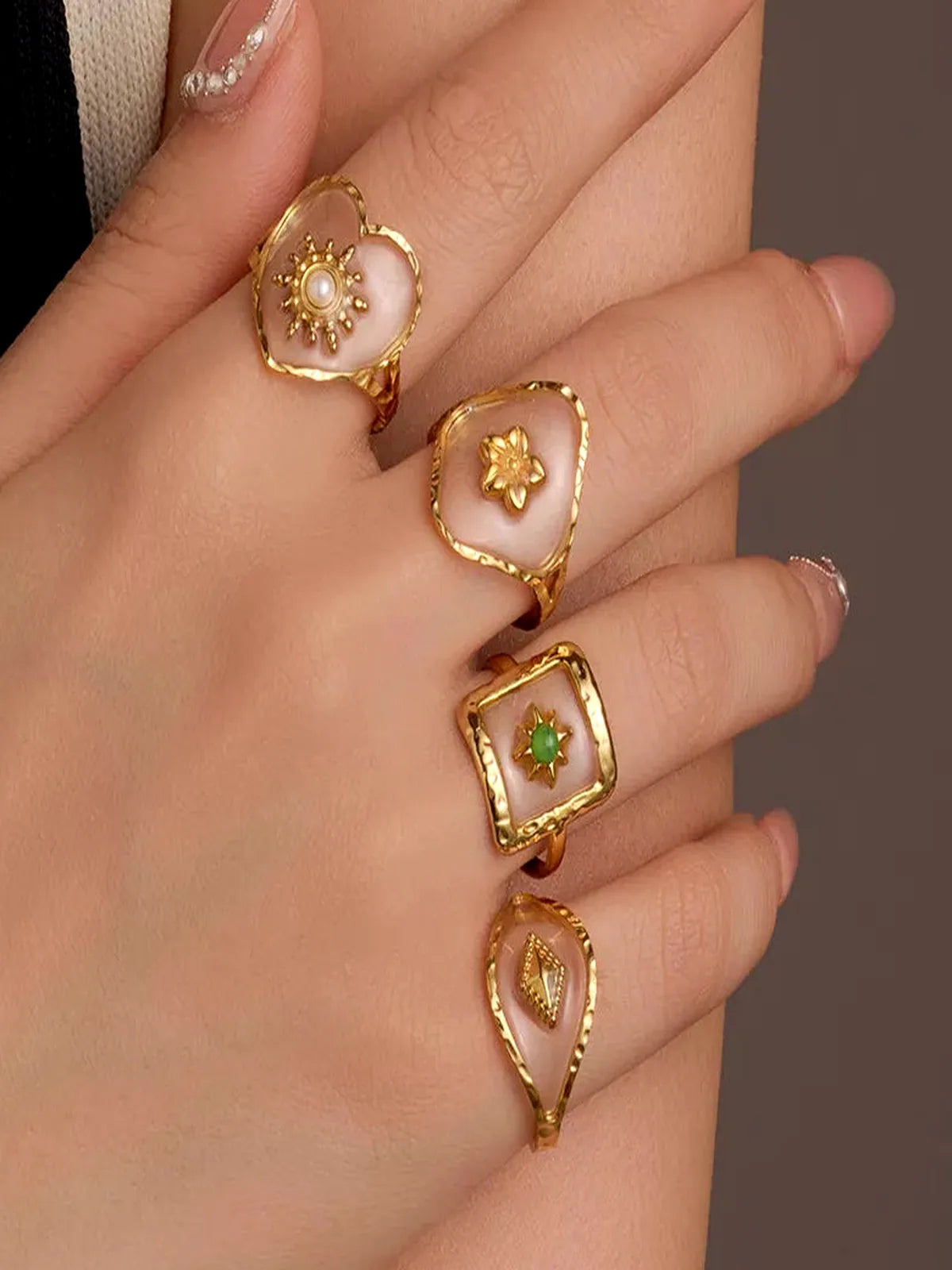 18K Gold-Plated Adjustable Open Ring — detail view — Livostyle