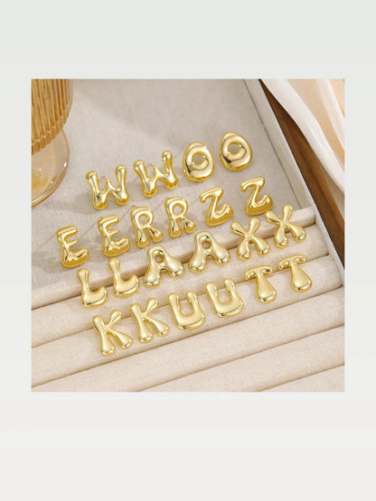18K Gold-Plated Bubble Letter Stud Earrings — styled showcase — Livostyle