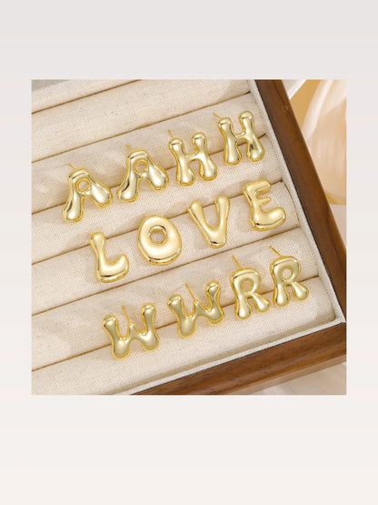 18K Gold-Plated Bubble Letter Stud Earrings — styled showcase — Livostyle
