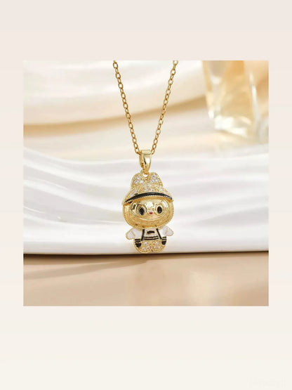 18K Gold-Plated Cartoon Character Pendant Necklace — styled showcase — Livostyle