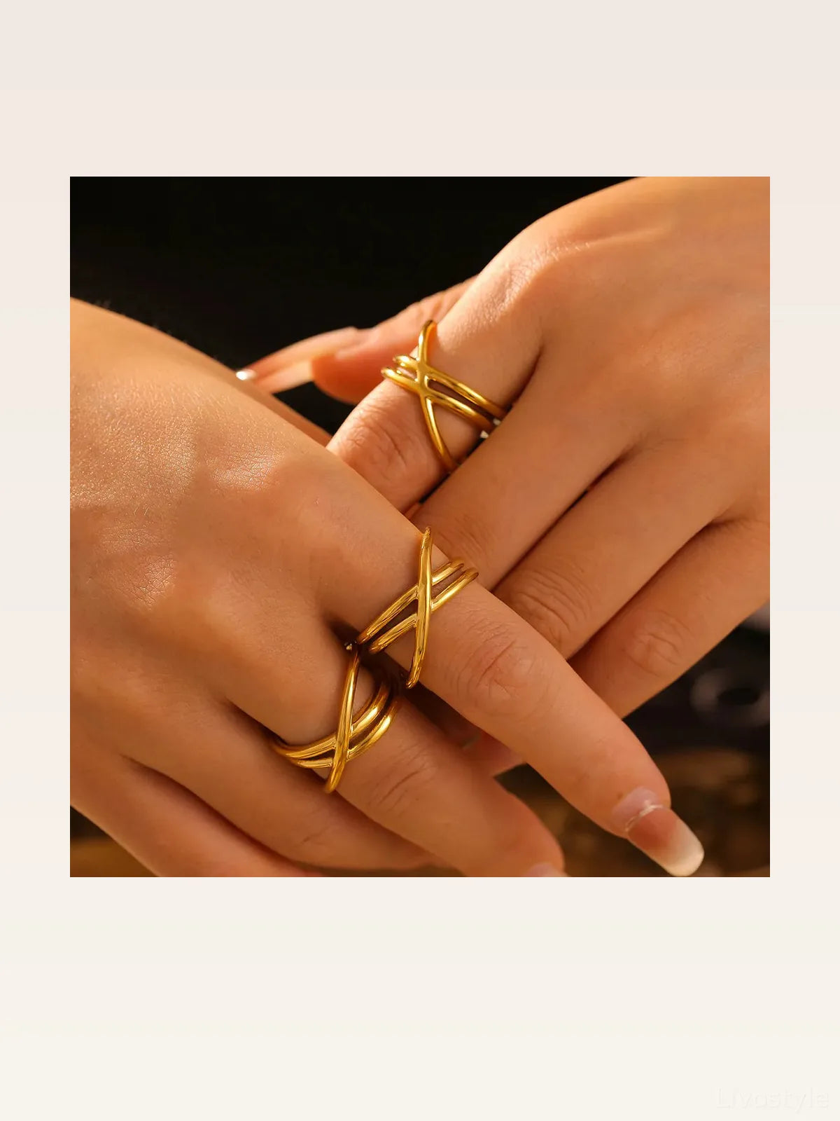 18K Gold-Plated Crisscross Ring — styled showcase — Livostyle
