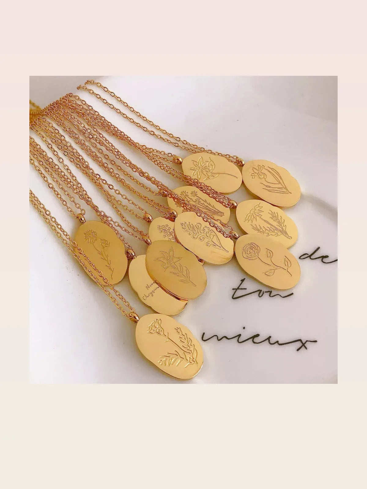 18K Gold-Plated Engraved Pendant Necklace — styled showcase — Livostyle