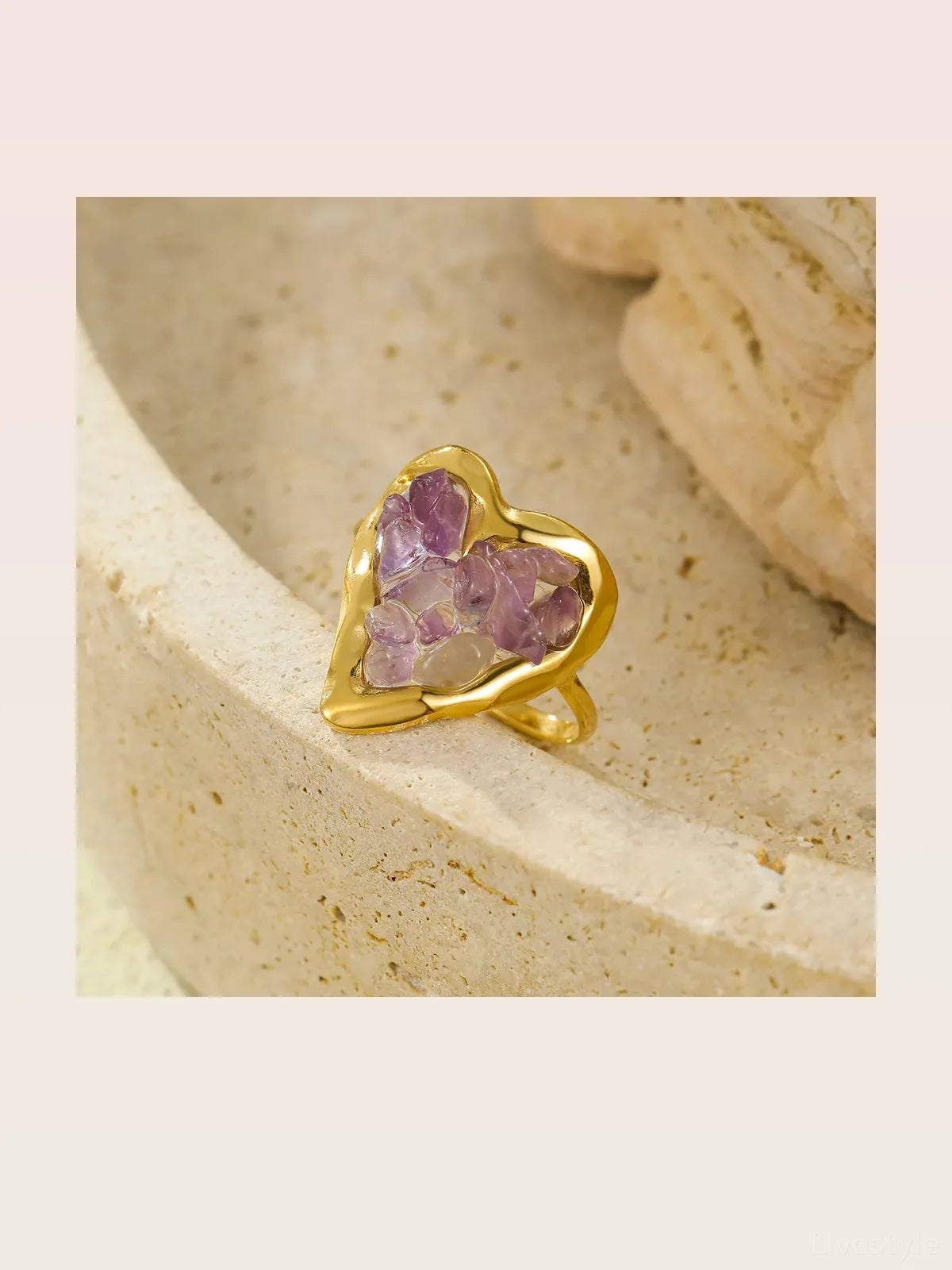 18K Gold-Plated Heart-Shaped Ring — styled showcase — Livostyle