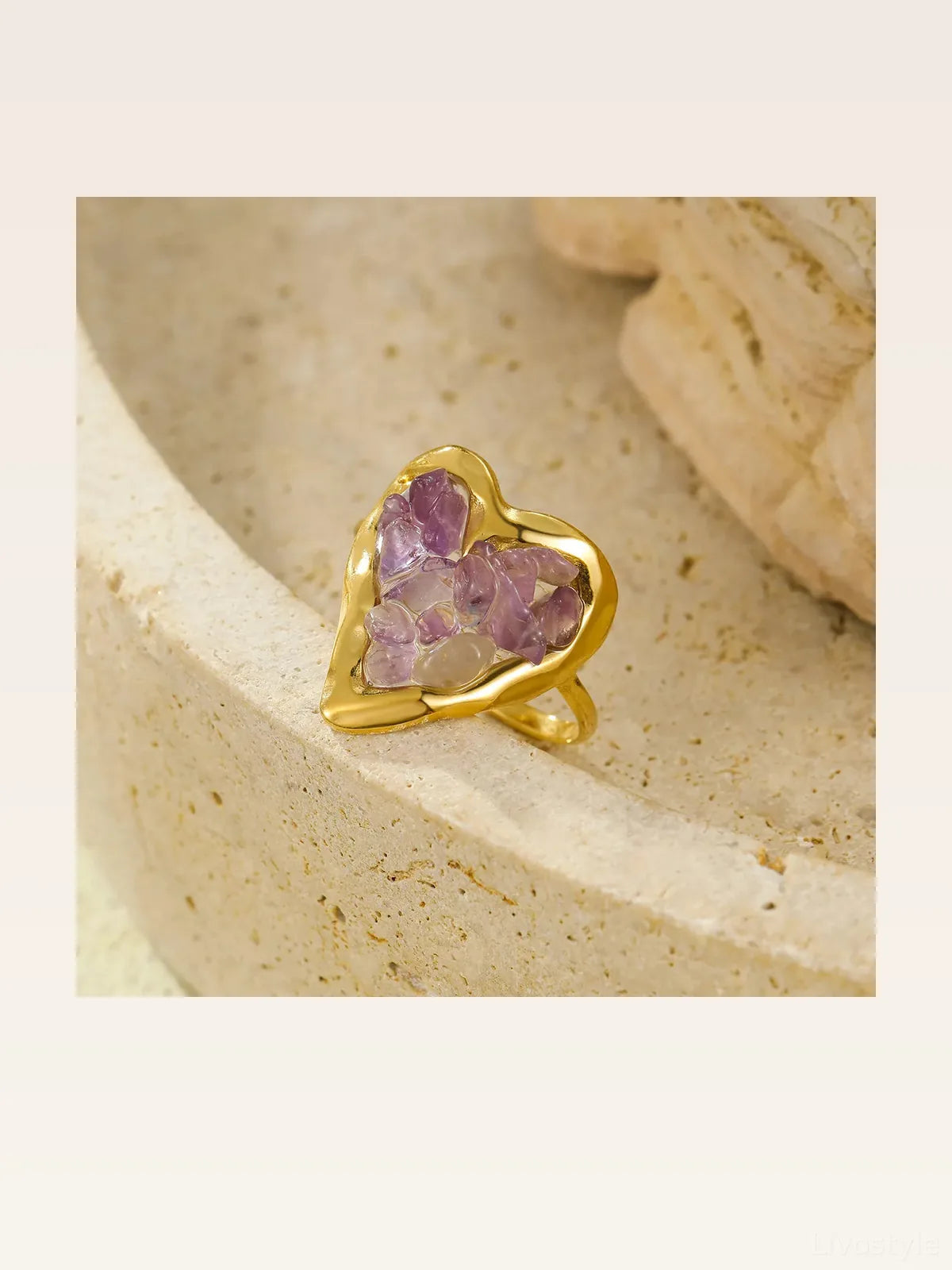 18K Gold-Plated Heart-Shaped Ring — styled showcase — Livostyle