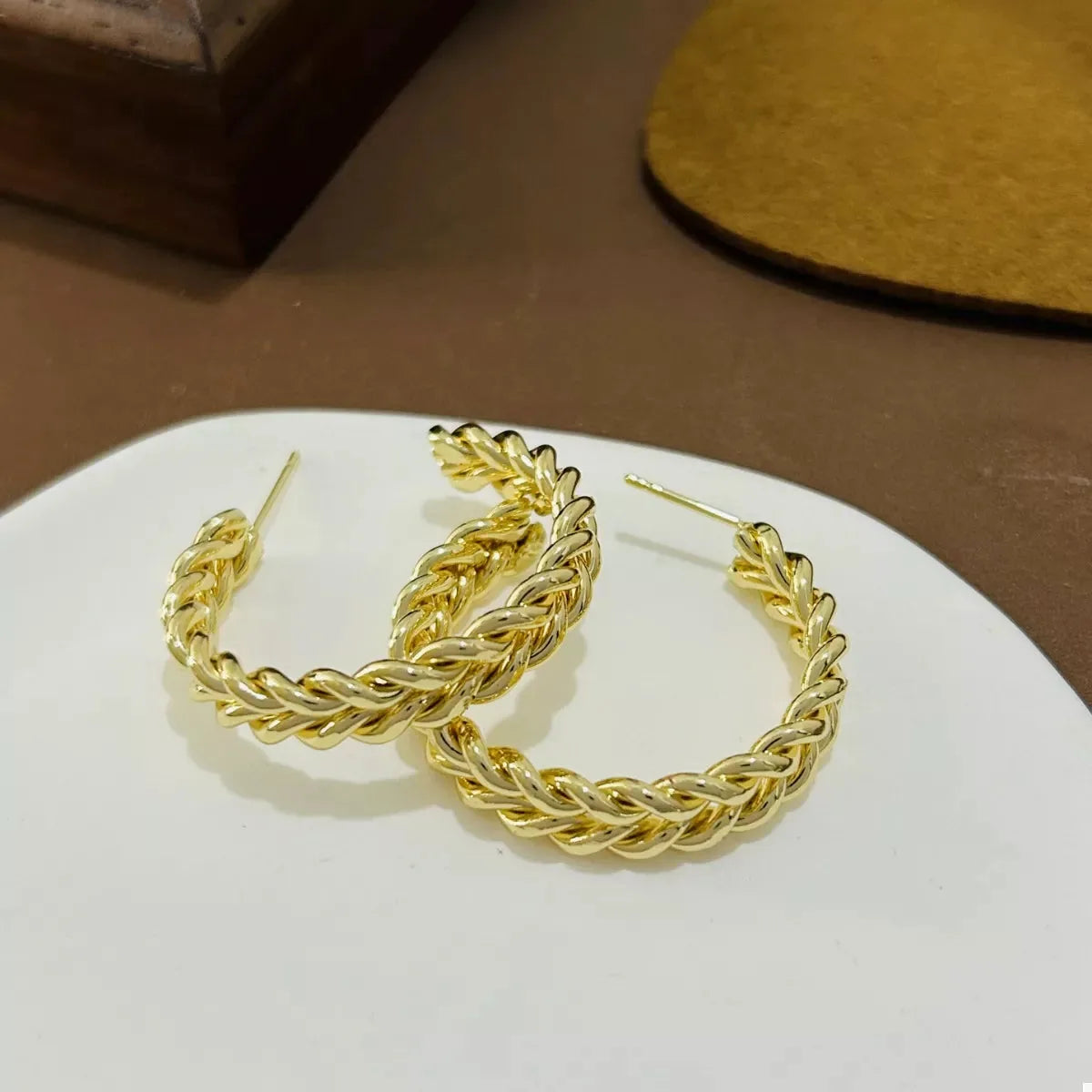 18K Gold-Plated Hoop Earrings — square view — Livostyle