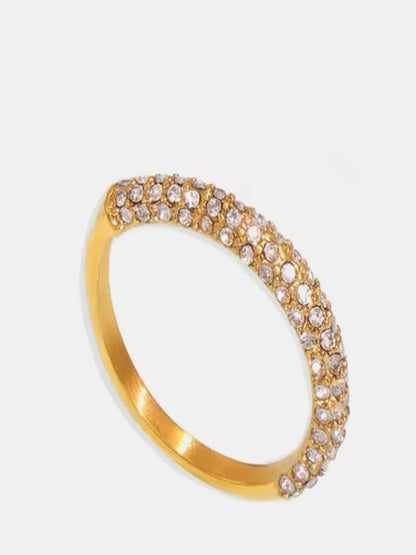 18K Gold-Plated Inlaid Zircon Ring — detail view — Livostyle