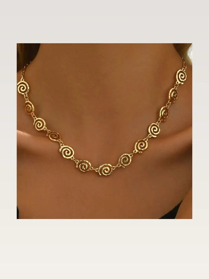 18K Gold-Plated Spiral Neclace and Bracelet Jewelry Set — styled showcase — Livostyle