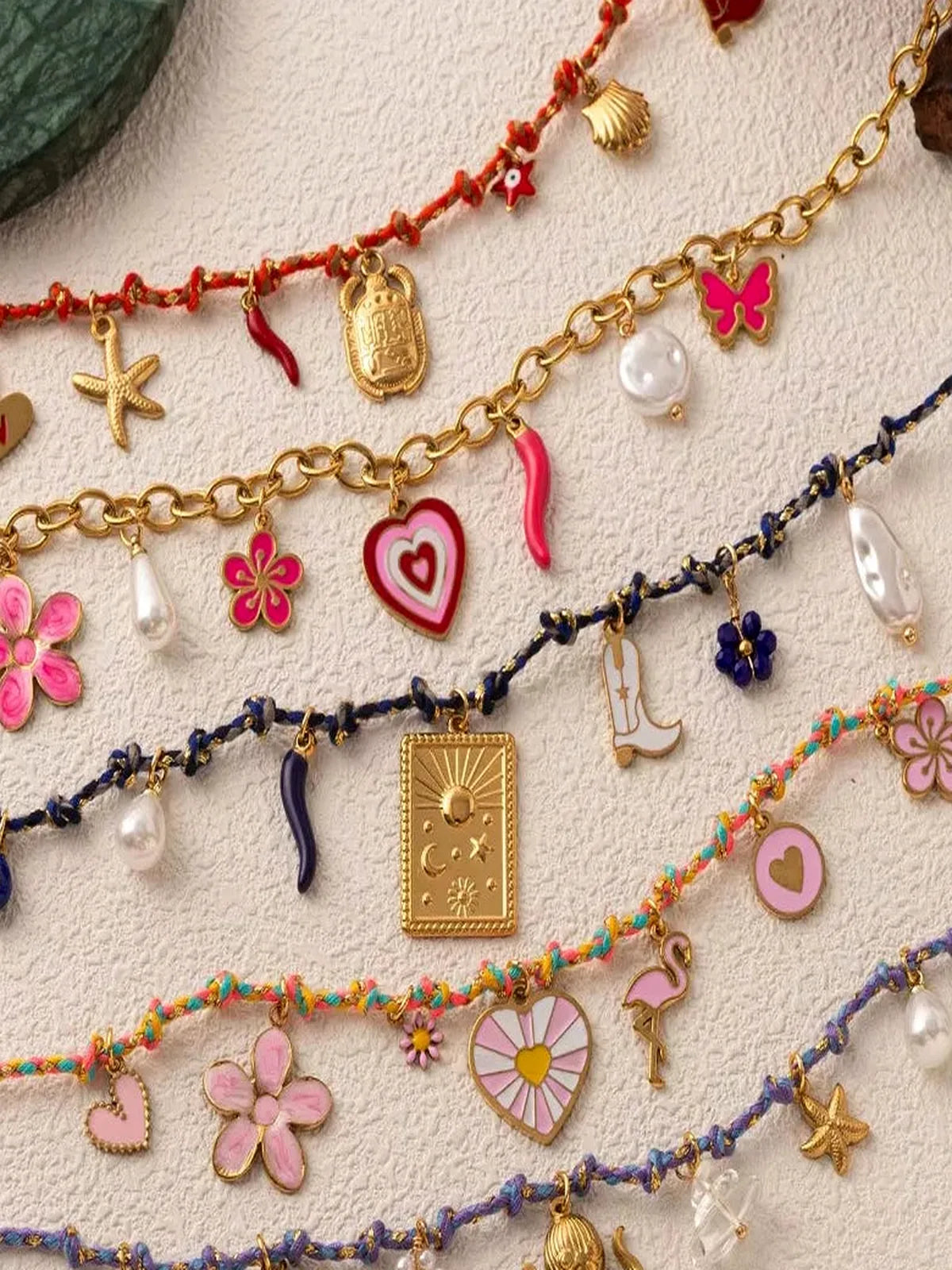 18K Gold-Plated Stainless Steel Charm Necklace — detail view — Livostyle