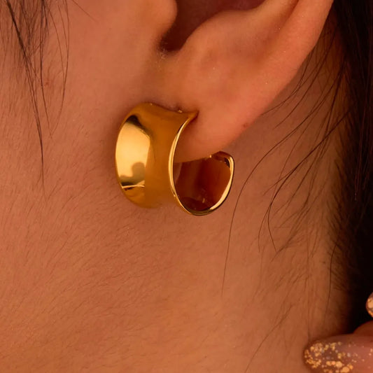 18K Gold-Plated Stainless Steel Geometric Earrings — square view — Livostyle