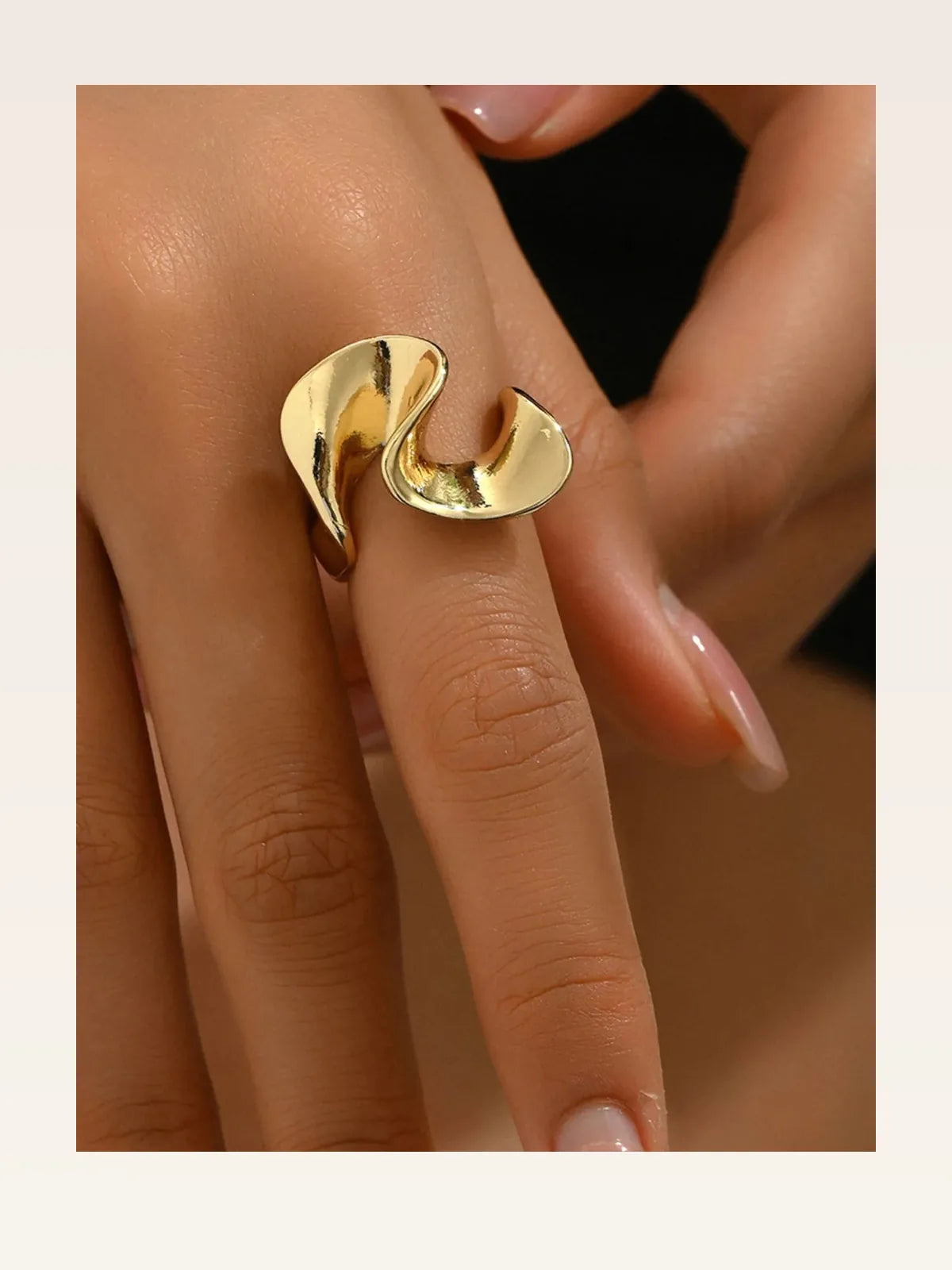 18K Gold-Plated Stainless Steel Geometric Ring — styled showcase — Livostyle