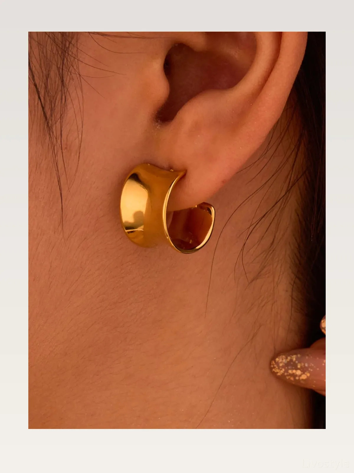 18K Gold-Plated Stainless Steel Geometric Earrings — styled showcase — Livostyle