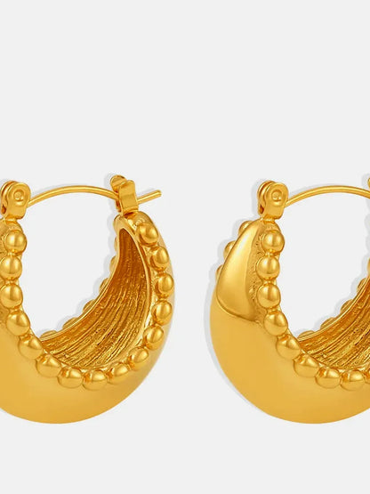 18K Gold-Plated Stainless Steel Huggie Earrings — detail view — Livostyle
