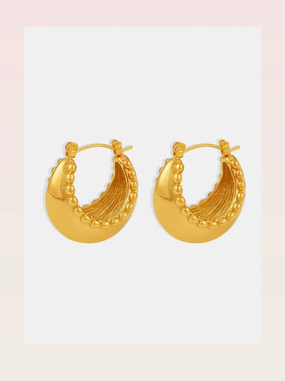 18K Gold-Plated Stainless Steel Huggie Earrings — styled showcase — Livostyle