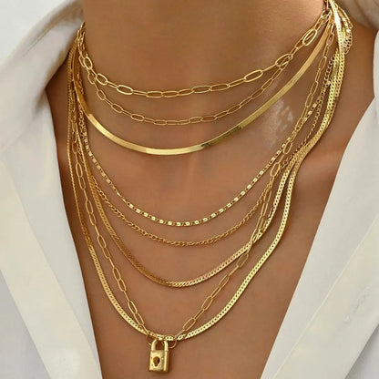 18K Gold-Plated Stainless Steel Multi-Layer Necklace — square view — Livostyle