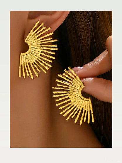 18K Gold-Plated Stainless Steel Sunburst Earrings — styled showcase — Livostyle