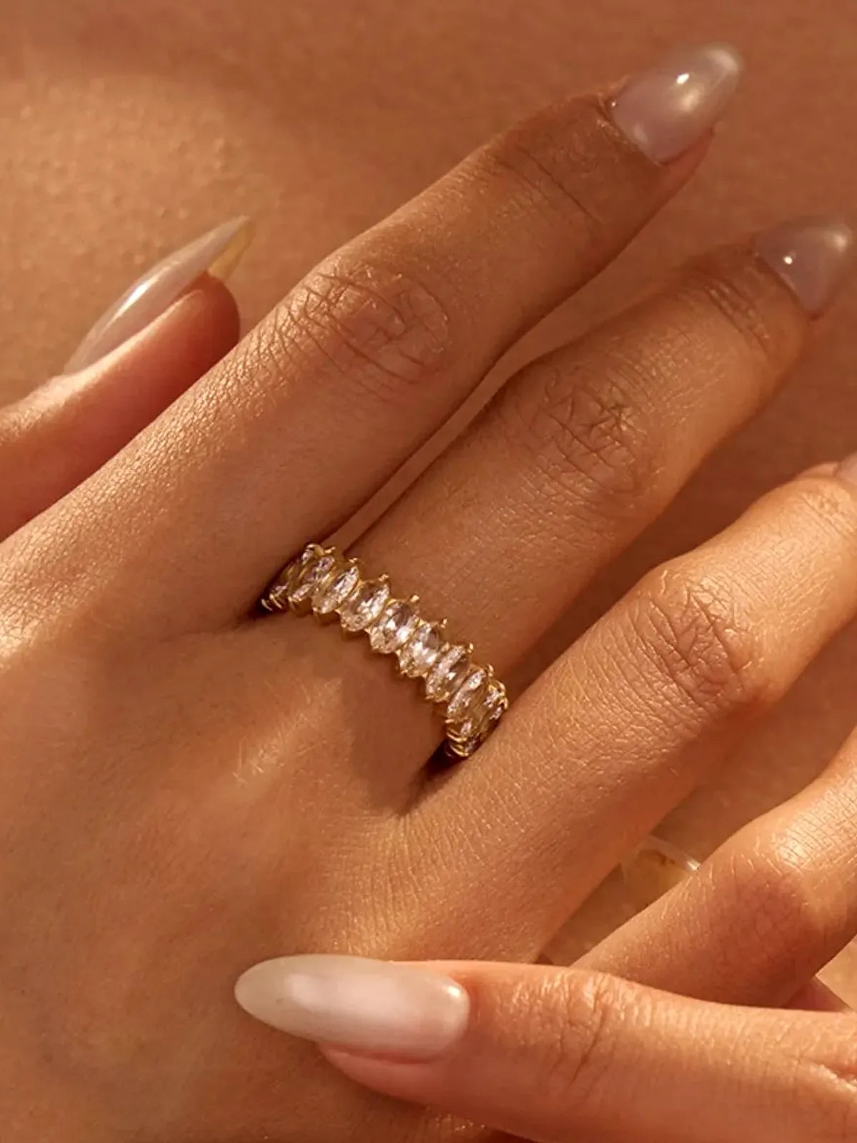18K Gold-Plated Stainless Steel Zircon Ring — detail view — Livostyle