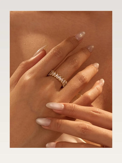 18K Gold-Plated Stainless Steel Zircon Ring — styled showcase — Livostyle