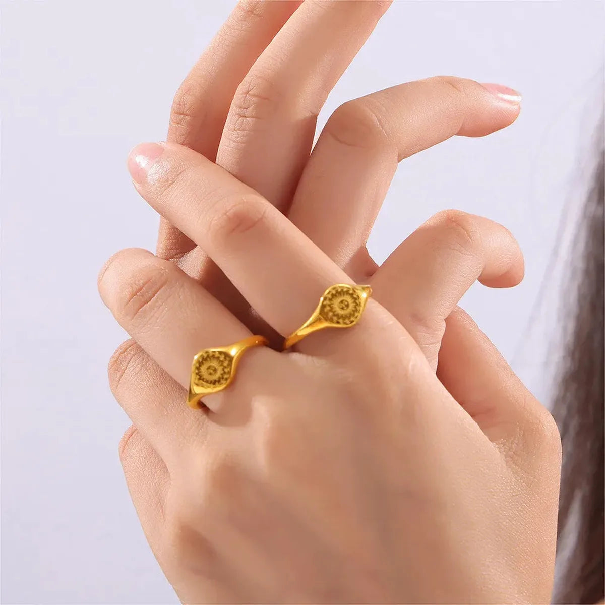 18K Gold-Plated Sun Ring — square view — Livostyle