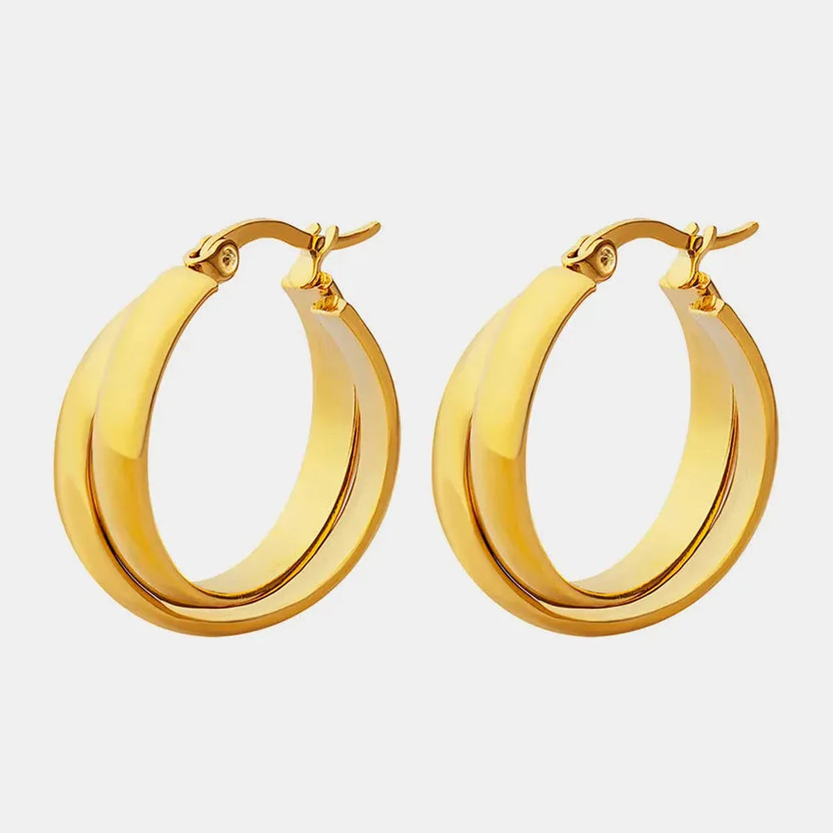 18K Gold-Plated Titanium Steel Huggie Earrings — square view — Livostyle