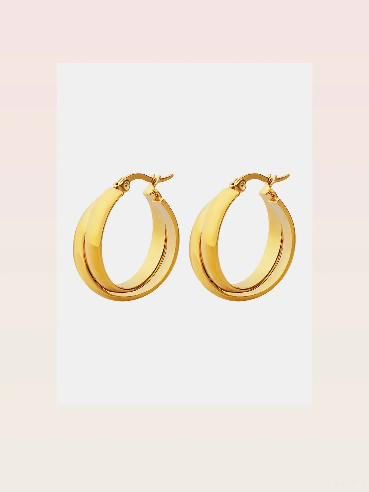 18K Gold-Plated Titanium Steel Huggie Earrings — styled showcase — Livostyle