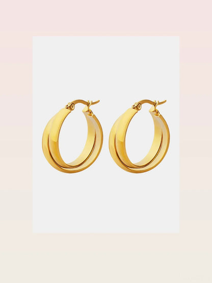 18K Gold-Plated Titanium Steel Huggie Earrings — styled showcase — Livostyle