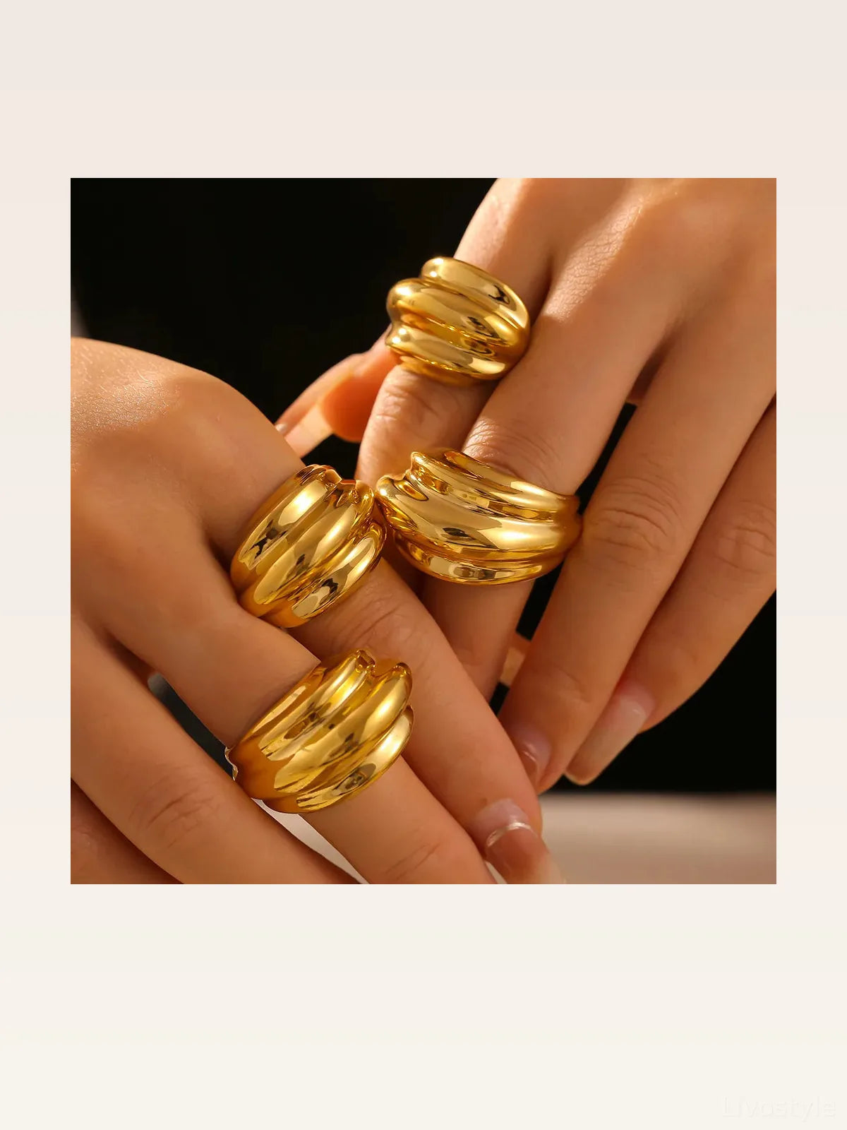 18K Gold-Plated Titanium Steel Open Ring — styled showcase — Livostyle
