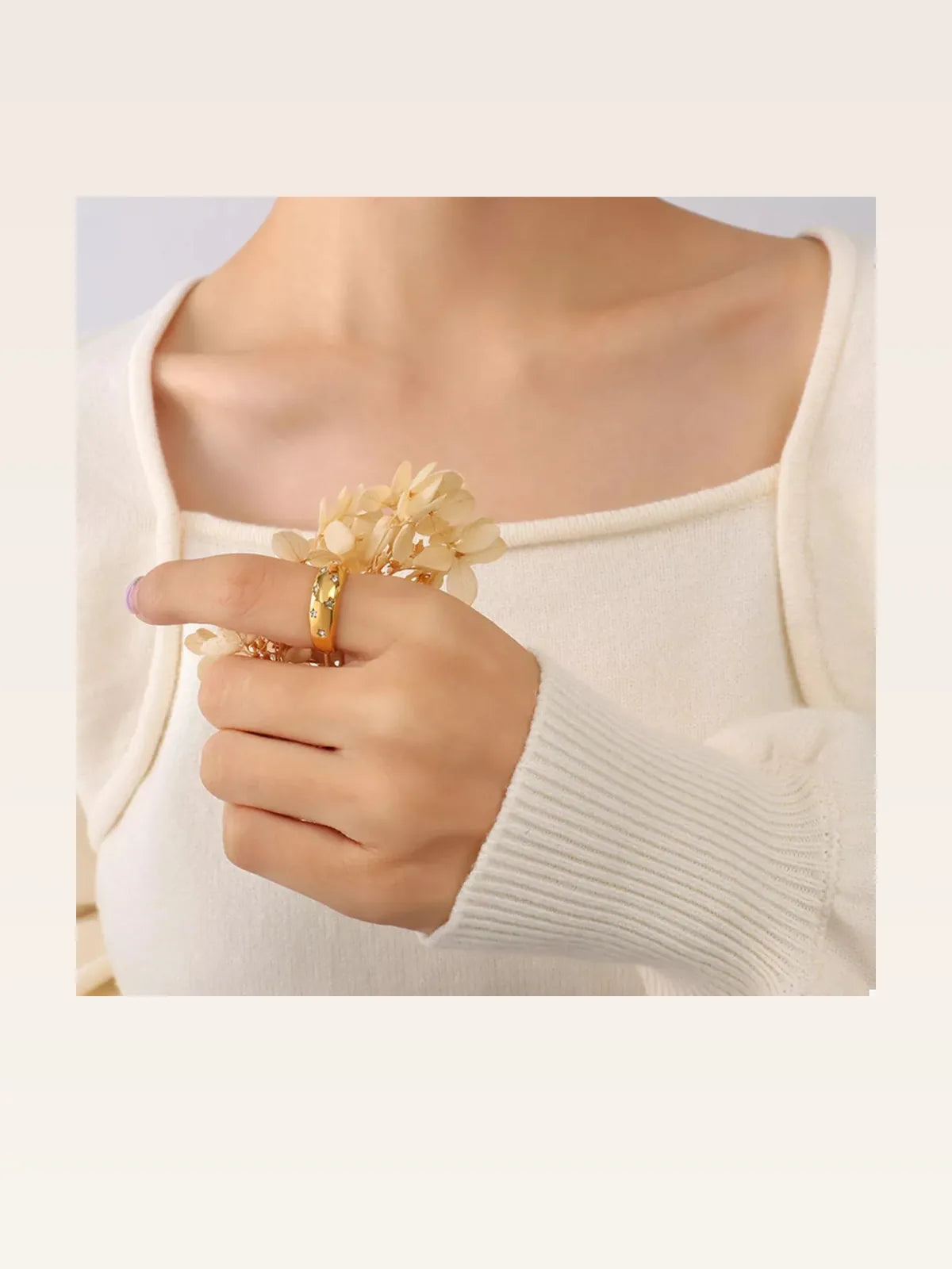 18K Gold-Plated Zircon Ring — styled showcase — Livostyle