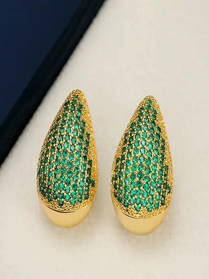 18K Gold-Plated Zircon Teardrop Earring — detail view — Livostyle