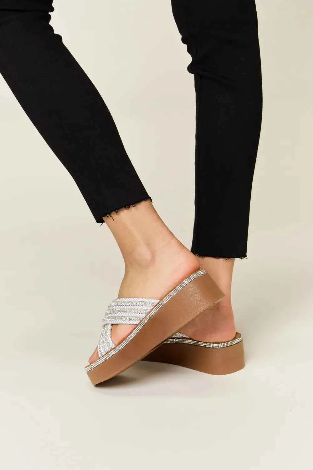 Glamorous Rhinestone Embellished Platform Wedge Sandals