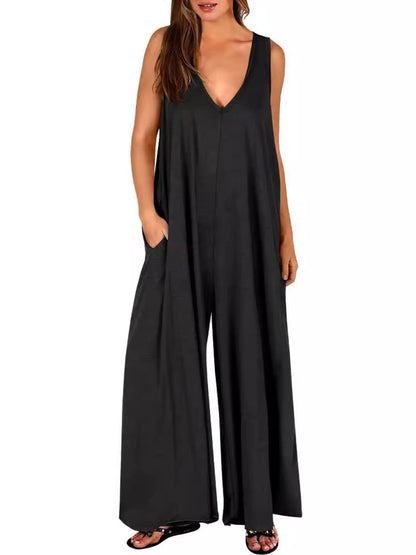 Sleeveless V-Neck Jumpsuit with Pockets – photo 12