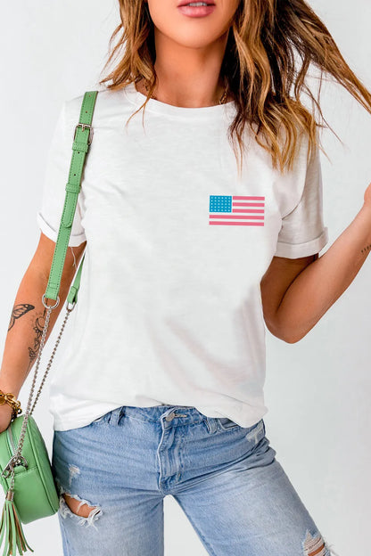 US Flag Round Neck Short Sleeve T-Shirt – photo 3