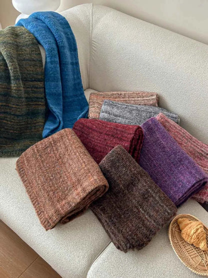 Striped Detail Knit Scarf — Livostyle