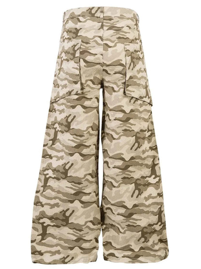 Men's Wide Leg Camo Print Cargo Pants