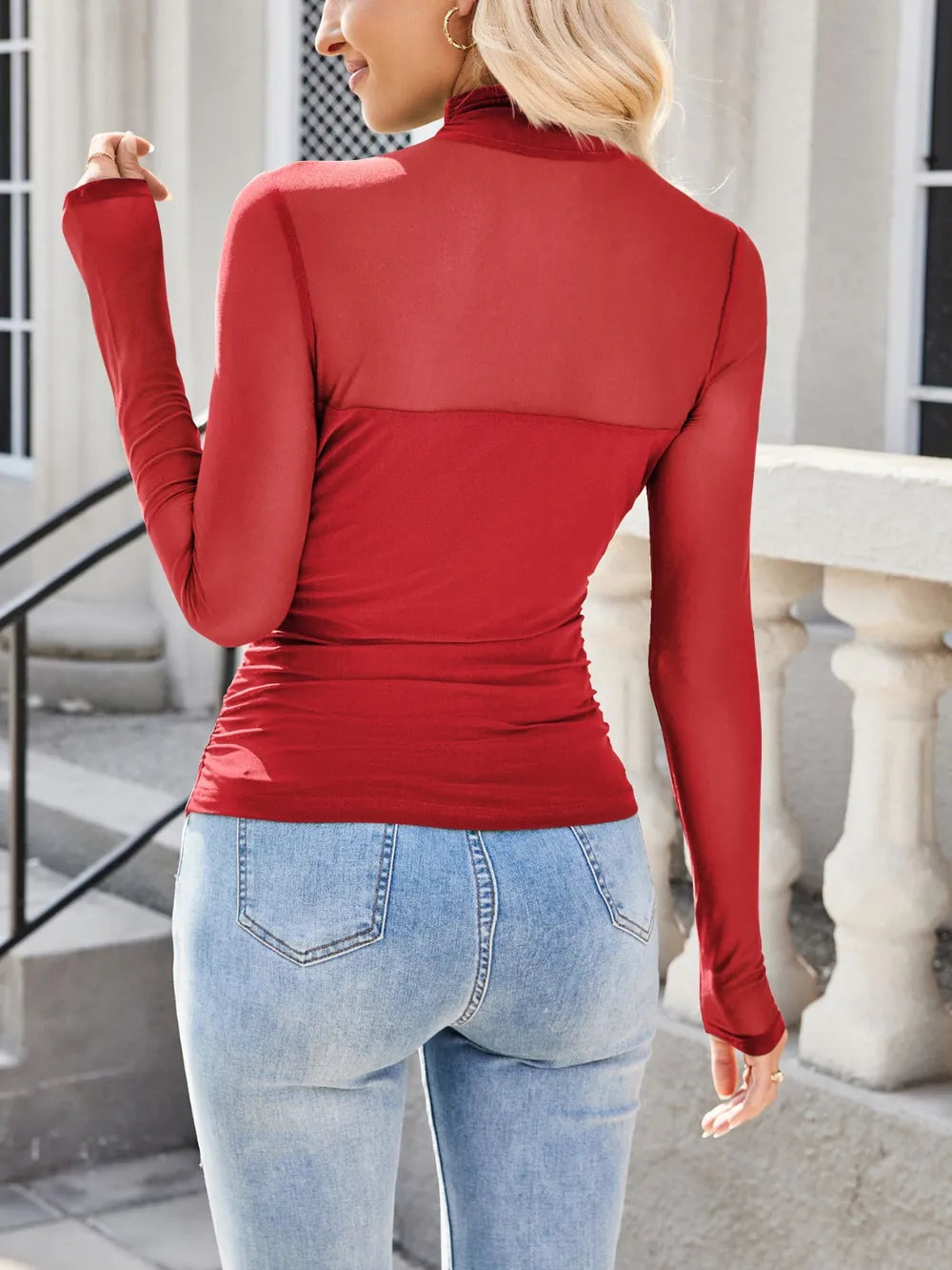 Lovelet Mock Neck Long Sleeve Top styling — Livostyle