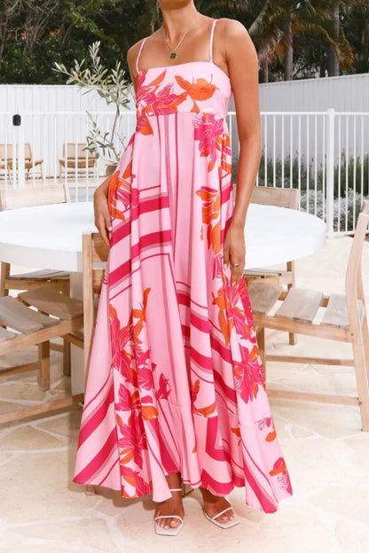 Printed Square Neck Cami Maxi Dress with Slit and Tie – photo 16