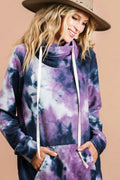 Chic Overlapped Turtleneck Sweatshirt in Brushed Tie Dye — Livostyle