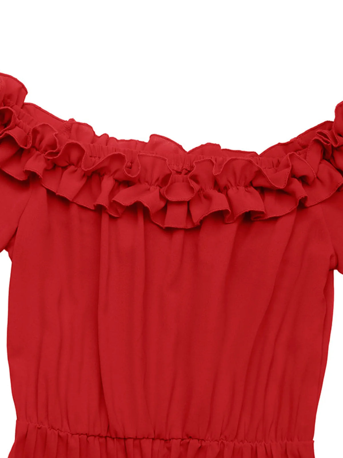 Off-Shoulder Ruffle Pleated Midi Dress – photo 5