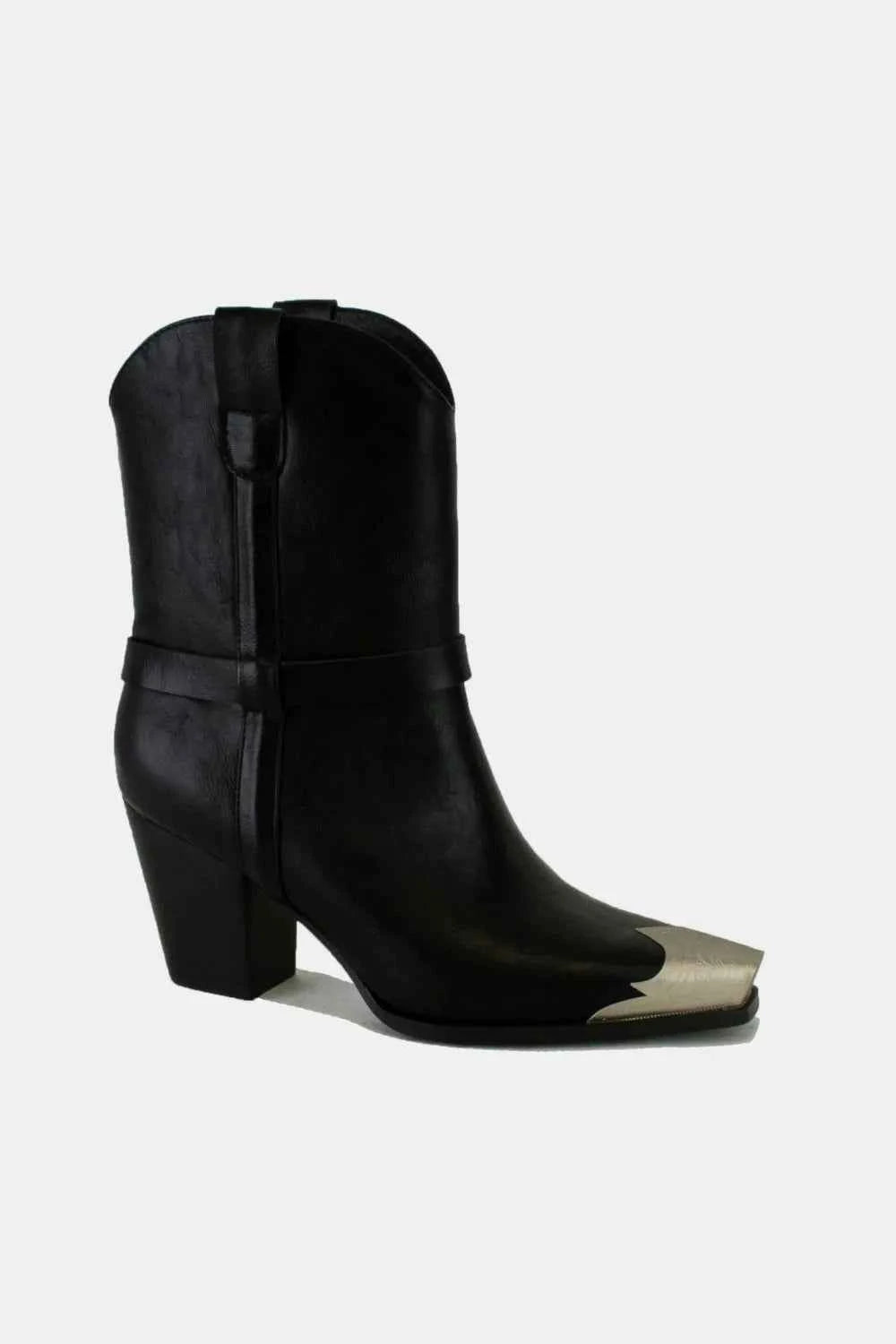 Bold Faux Leather Ankle Boots with Signature Metal Toe