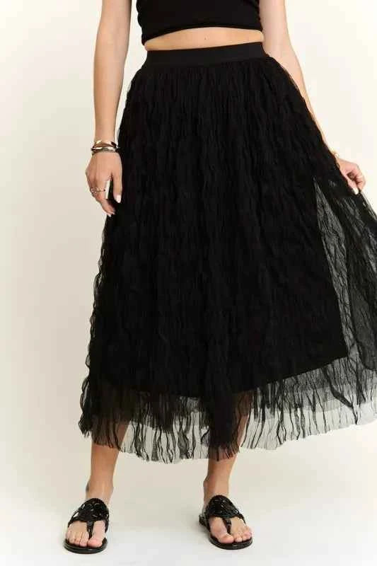 ADORA Elastic Waist Cloud Fluffy Maxi Skirt