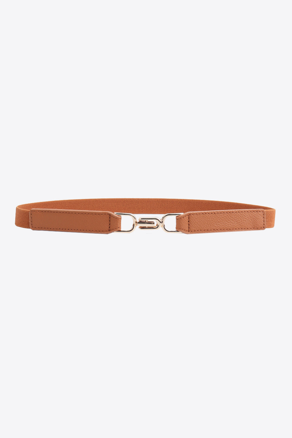 Leather trim alloy buckle elastic belt