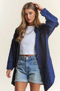 Rhombus Stitched Button Up Denim Shacket — Livostyle