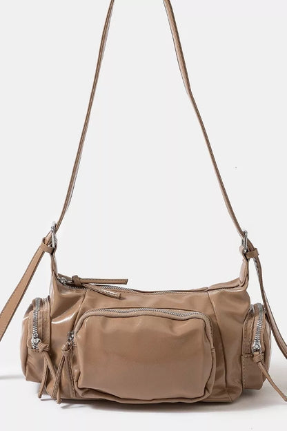 Glossy Faux Leather Multi Pocket Hand Bag — Livostyle