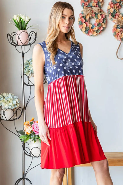 US Flag Theme Contrast Tank Dress – photo 3