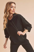 Versatile Lightweight Mock Neck Sweatshirt with Drawstring — Livostyle
