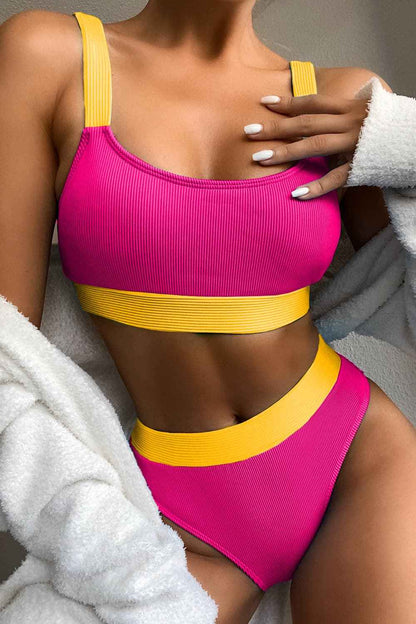 Color Block Scoop Neck Bikini Set — Livostyle